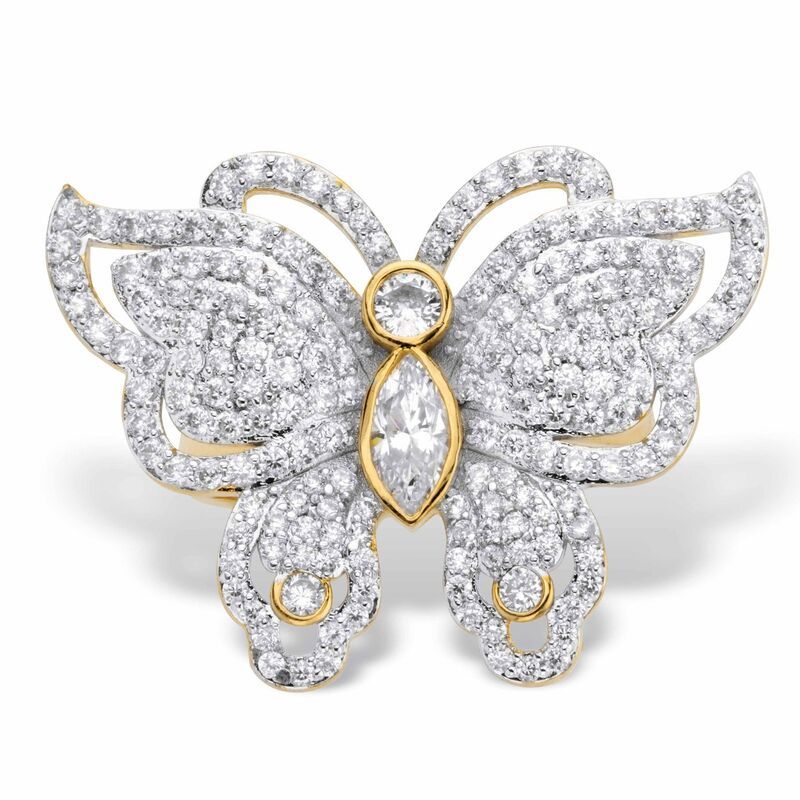 パームビーチジュエリー レディース アクセサリー リング PalmBeach Jewelry 211 Cttw Cubic Zirconia GoldPlated Butterfly Cocktail