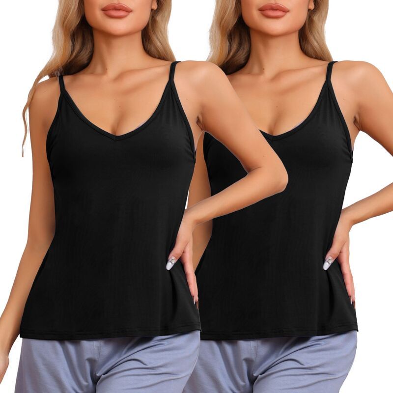 インスパイア シック レディース アンダーウェア ナイトウェア Vネック Tシャツ ノースリーブ INSPIRE CHIC Womens Camisoles Basic Tee Shirts V Ne