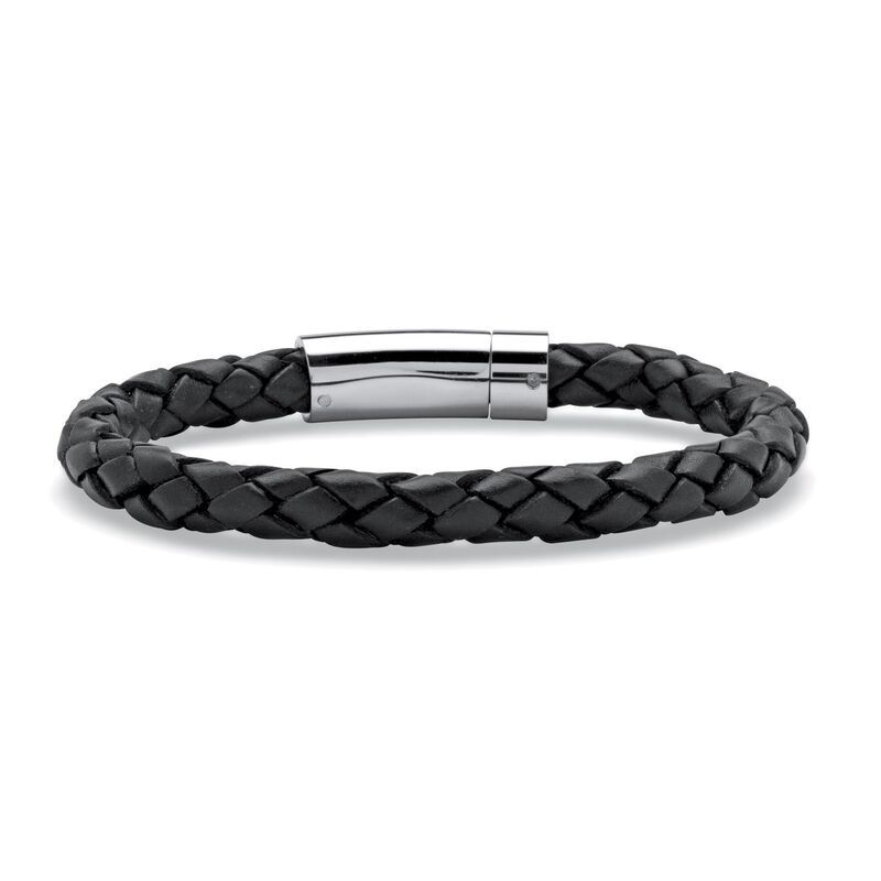 パームビーチジュエリー レディース アクセサリー ブレスレット・バングル・アンクレット Tシャツ レザー PalmBeach Jewelry Mens Black Leather Bracelet w
