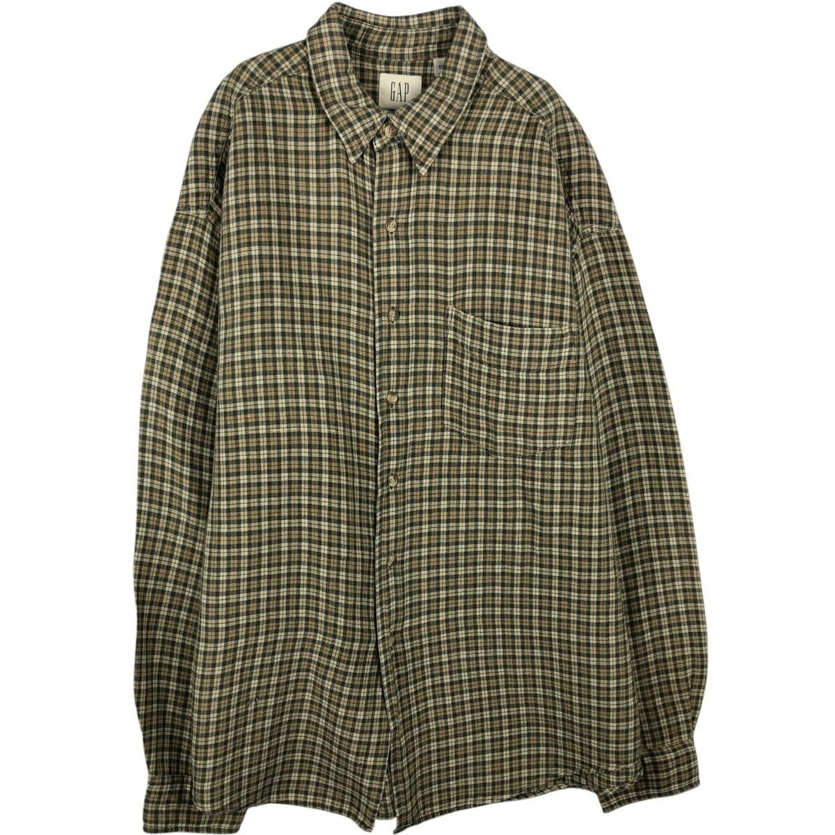 古着 90年代 ギャップ GAP オールドギャップ チェック柄 長袖 ラミー×リネンシャツ メンズL相当 ヴィンテージ/eaa647018
