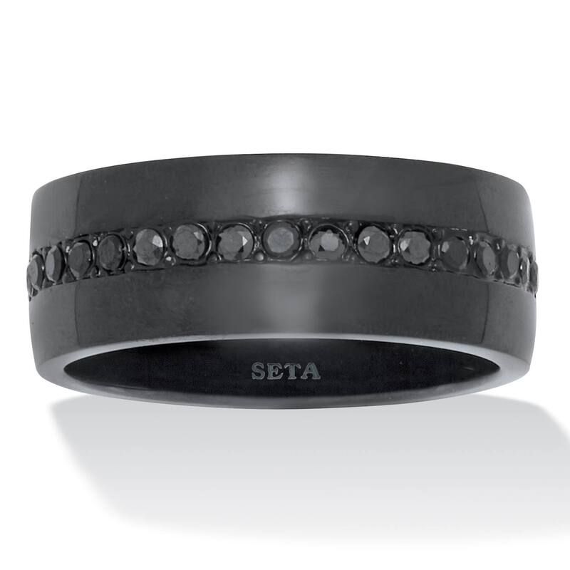 パームビーチジュエリー レディース アクセサリー リング Tシャツ PalmBeach Jewelry 68 TCW Mens Round Black CZ Black IonPlated Stain
