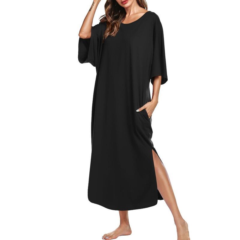 エコアー レディース アンダーウェア ナイトウェア シャツ マキシ Ekouaer Womens Nightgown Short Sleeve Sleepshirt Long Loungewear C