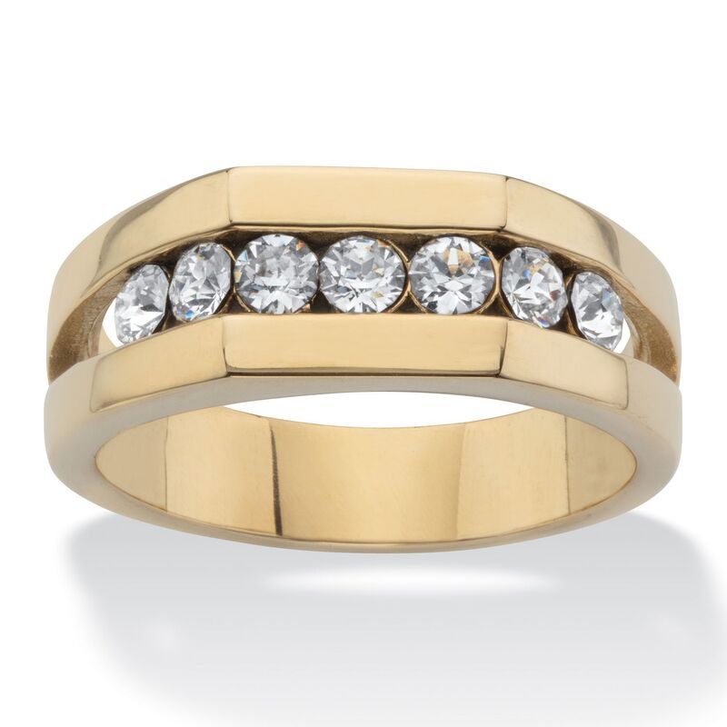 パームビーチジュエリー レディース アクセサリー リング Tシャツ PalmBeach Jewelry Mens Round Crystal Gold IonPlated Stainlessteel