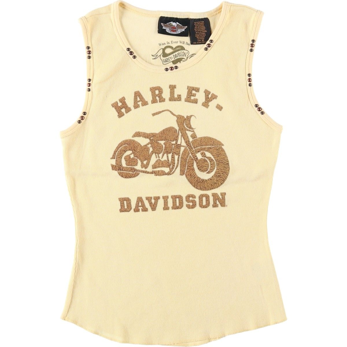 古着 ハーレーダビッドソン Harley-Davidson スタッズ付き モーターサイクル タンクトップ USA製 レディースM相当/eaa620346