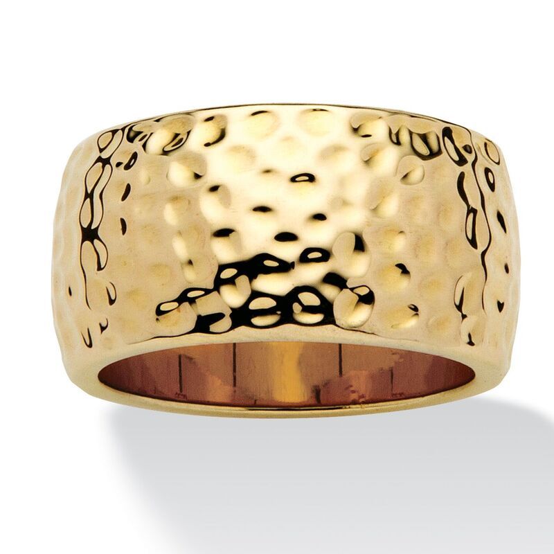 パームビーチジュエリー レディース アクセサリー リング PalmBeach Jewelry GoldPlated HammeredStyle Band 11mm Yellow イエロー