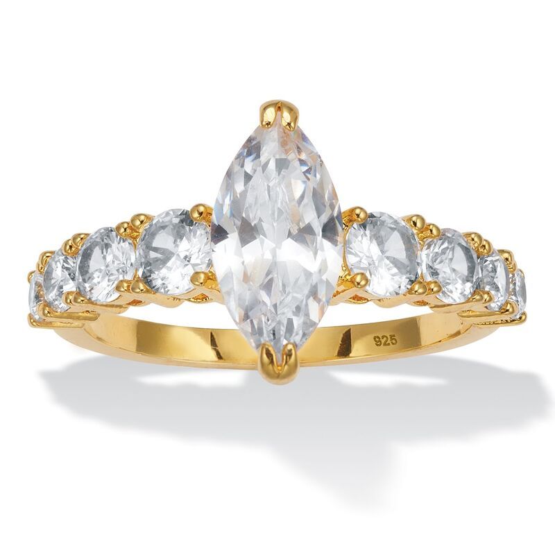 パームビーチジュエリー レディース アクセサリー リング PalmBeach Jewelry 312 TCW Marquise CZ 14k Yellow GoldPlated Sterling Si
