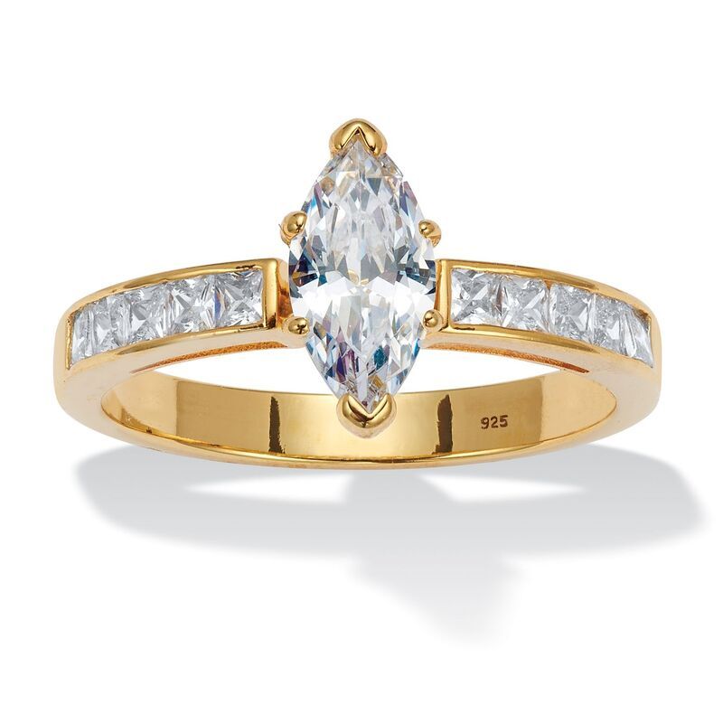 パームビーチジュエリー レディース アクセサリー リング PalmBeach Jewelry 14 TCW Marquise CZ 14k Yellow GoldPlated Sterling Sil