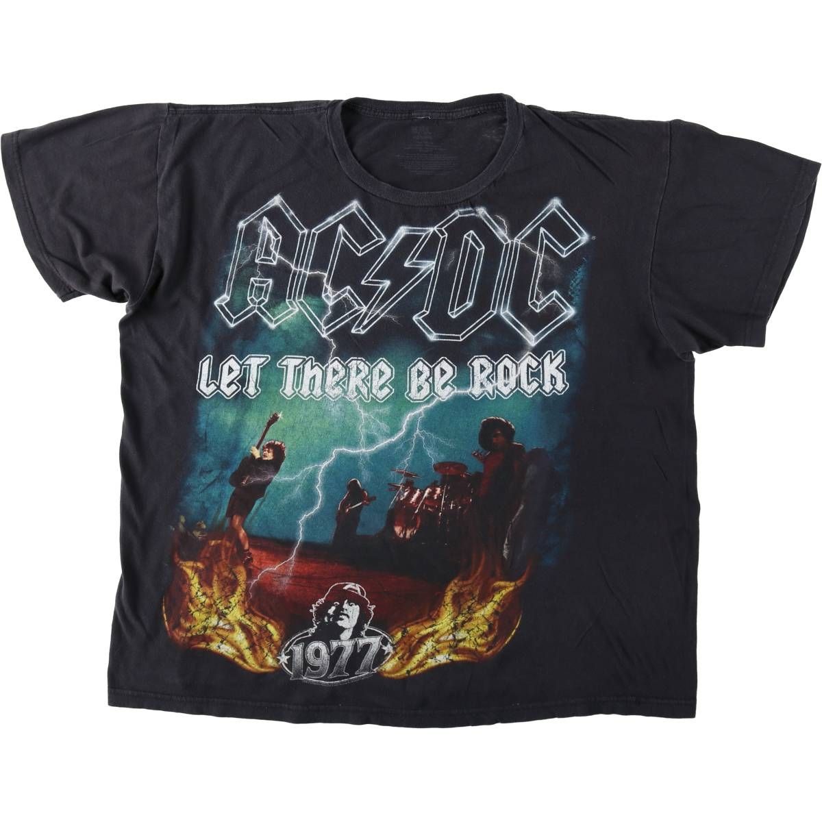 古着 AC/DC エーシーディーシー ファイヤーパターン バンドTシャツ バンT メンズXL相当/eaa646844