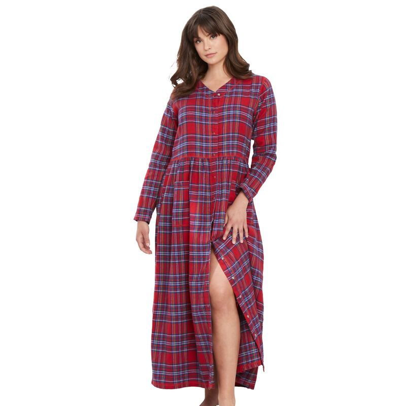 オンリーネセシティーズ レディース アンダーウェア ナイトウェア プラスサイズ Only Necessities Plusize Flannel Plaid Lounger Classic Red P