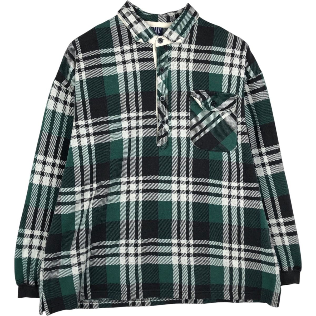 古着 90年代 ギャップ GAP オールドギャップ タータンチェック ハーフボタン 長袖 フランネルチェックシャツ メンズL相当/eaa646886