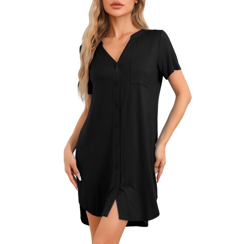 インスパイア シック レディース アンダーウェア ナイトウェア Vネック シャツ INSPIRE CHIC Womens Nightgowns VNeck Nightshirt Button Up S