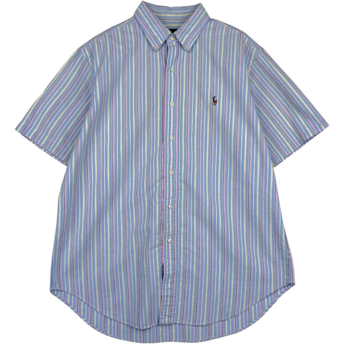 古着 ラルフローレン Ralph Lauren CLASSIC FIT クラシックフィット マルチストライプ 半袖 ボタンダウン ストライプシャツ/eaa640694