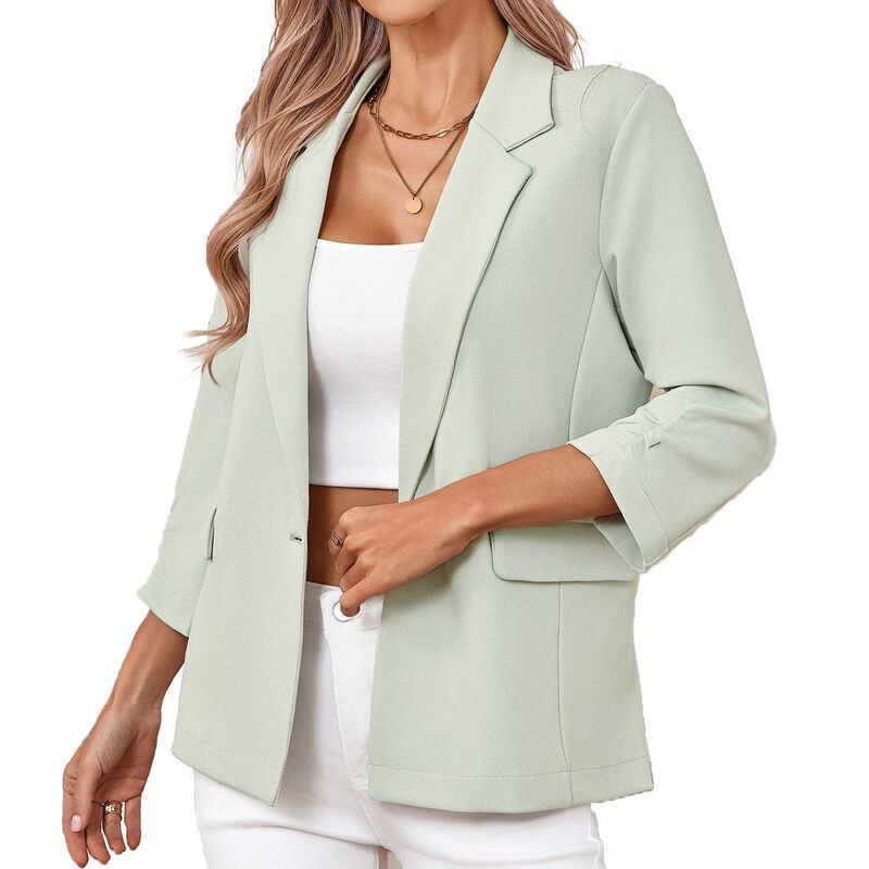 クリアフラワー レディース アウター ジャケット・ブルゾン ブレザー ClearFlower Womens 34 Sleeve Blazer Casual Open Front Work Office