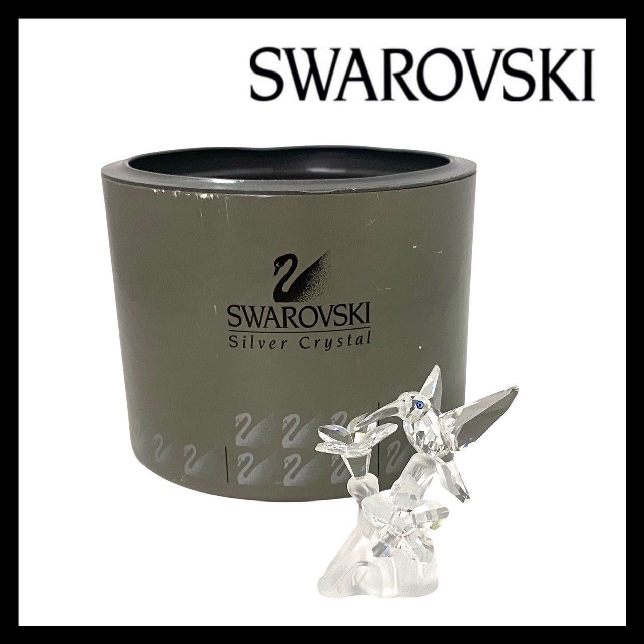 Y【SWAROVSKI】ハミングバード クリスタル ハチドリ 鳥/トリ ガラス 置物 オブジェ インテリア スワロフスキー (67608SY1a㊺)