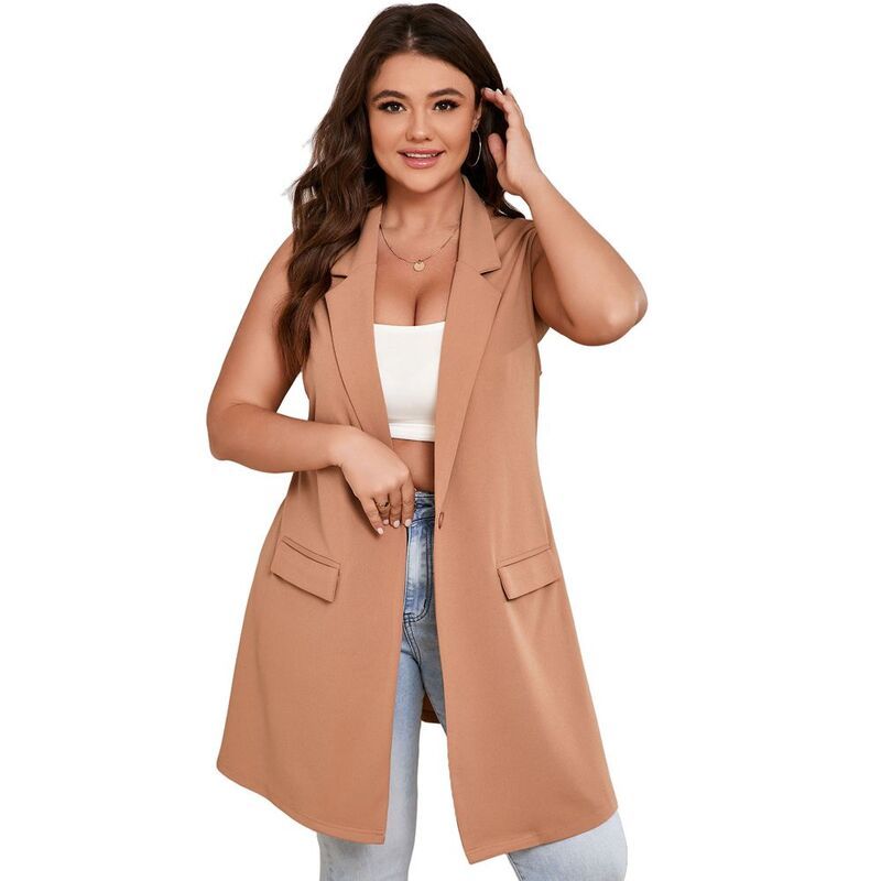 エリートスピリット レディース アウター ジャケット・ブルゾン プラスサイズ ベスト ノースリーブレザー EliteSpirit Womens Plusize Sleeveless Blazer La