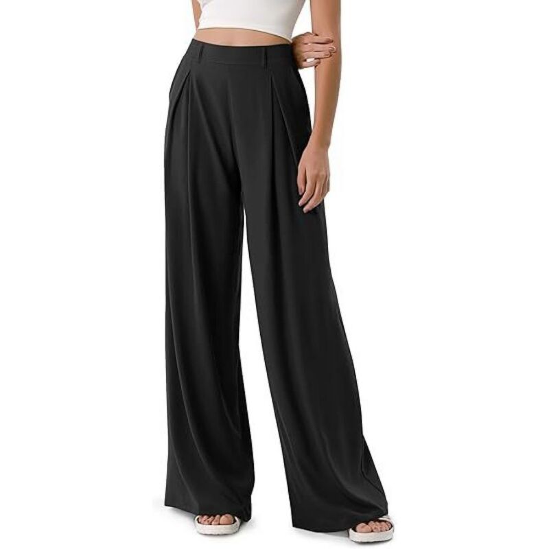 イエスファッション レディース ボトムス カジュアルパンツ ワイドレッグ Yesfashion Wide Leg Dress Pants for Women High Waisted Office W