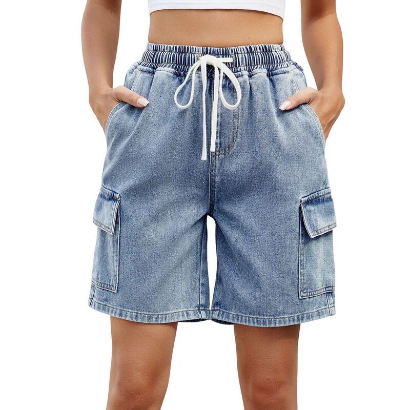コジョイン レディース ボトムス ハーフパンツ・ショーツ ショートパンツ デニム Kojooin Women Stretchy Denim Shorts Casual Drawstring Jean