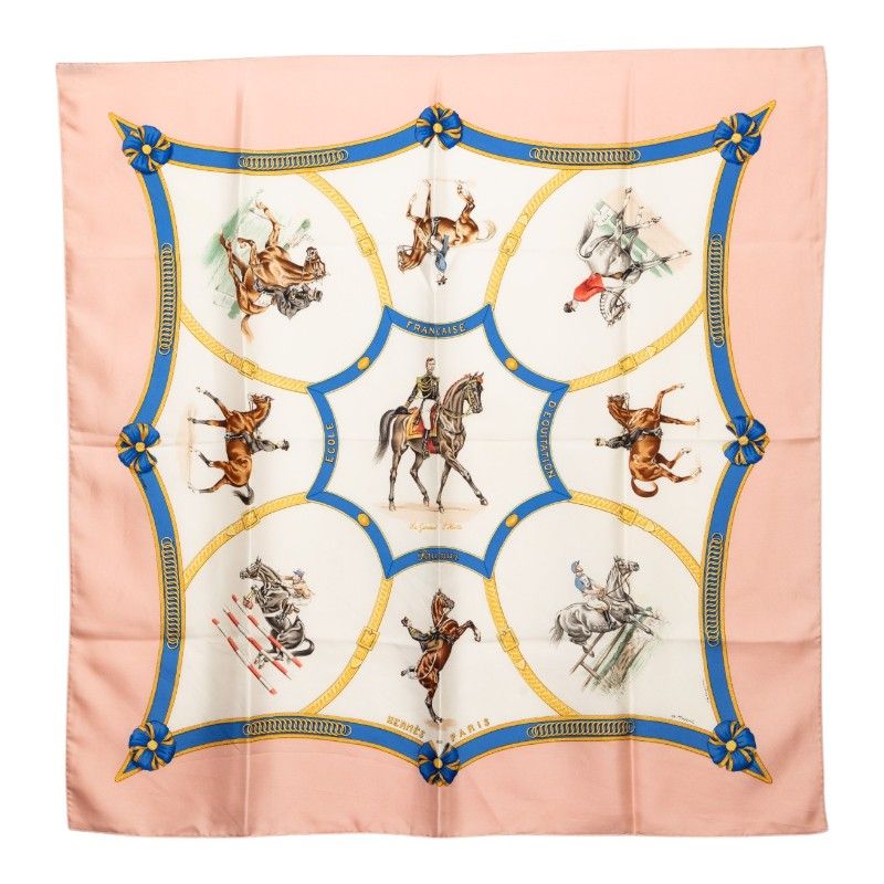 エルメス カレ90 ECOLE FRANCAISE D'EQUITATION フランス国立乗馬学校 スカーフ ピンク ホワイト シルク レディース HERMES【1-0272377】 21,754円