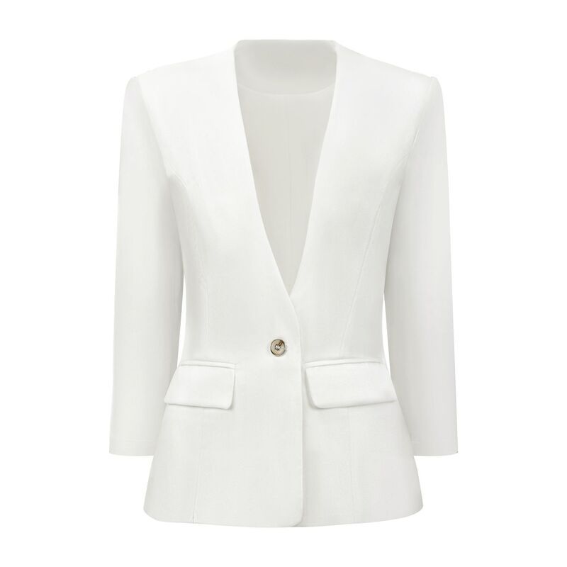 インスパイア シック レディース アウター ジャケット・ブルゾン Vネック ブレザー INSPIRE CHIC Womens V Neck Blazer Business Collarless Wor