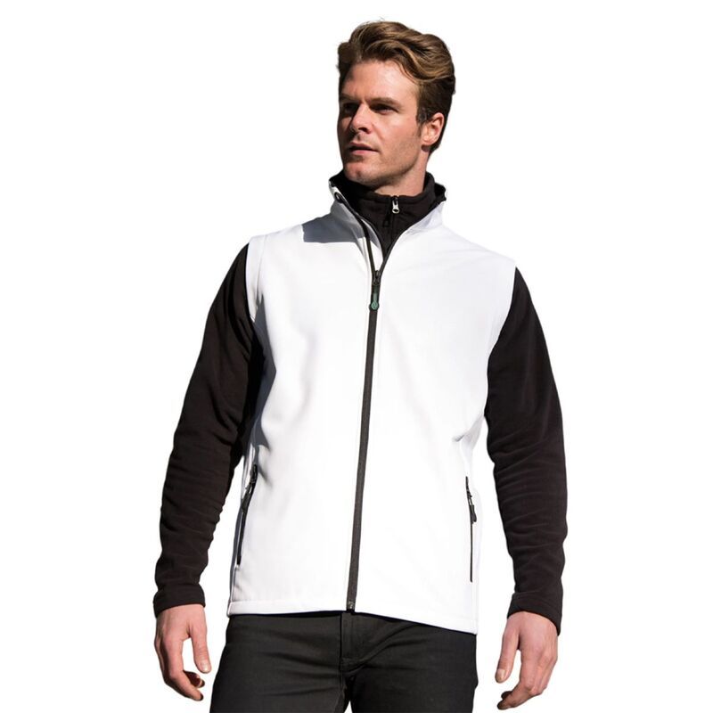 リザルト レディース アウター ジャケット・ブルゾン プリント Result Mens Printable Softshell Body Warmer White And Black ホワイト