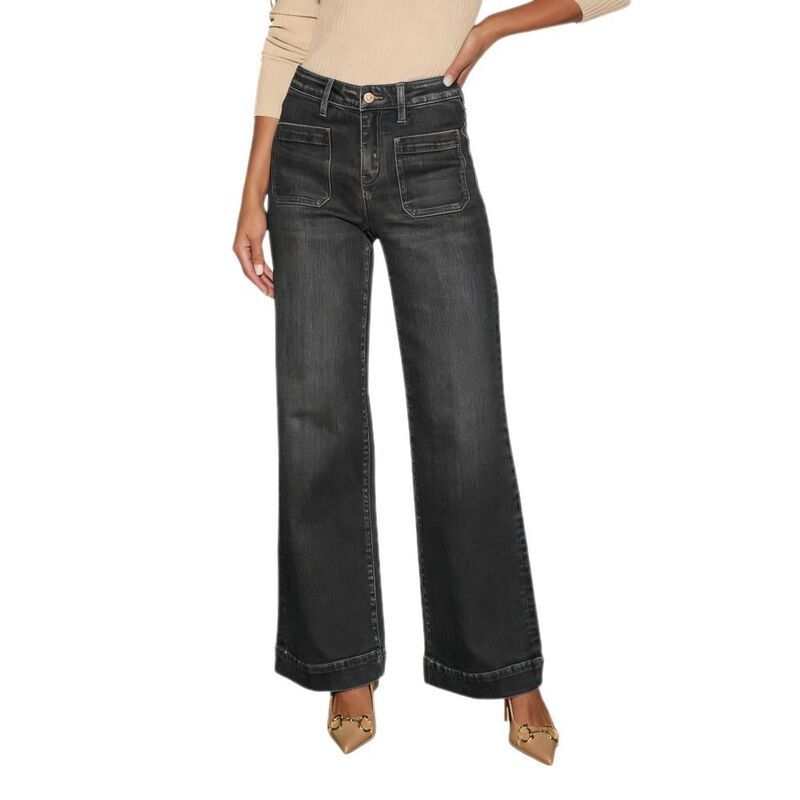 イエスファッション レディース ボトムス デニムパンツ ワイドレッグ ストレート ジーンズ Yesfashion Womens Wide Leg Jeans High Waisted Straight