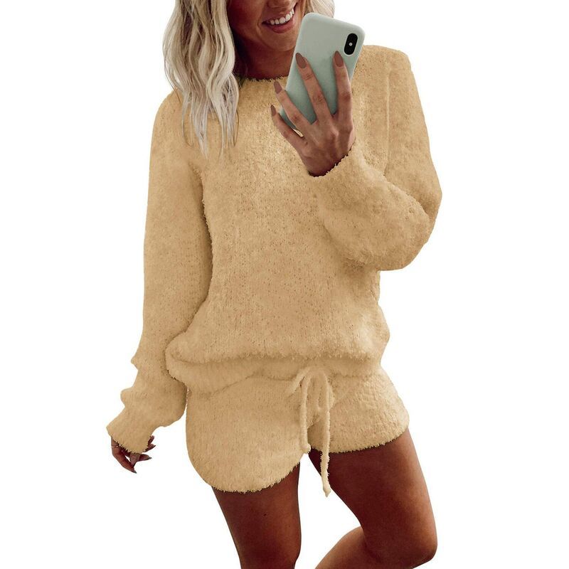 エコアー レディース アンダーウェア ナイトウェア セーター ショートパンツ フリース Ekouaer Fuzzy Fleece Pajamas 2 Piece Warm Soft Lounge Se