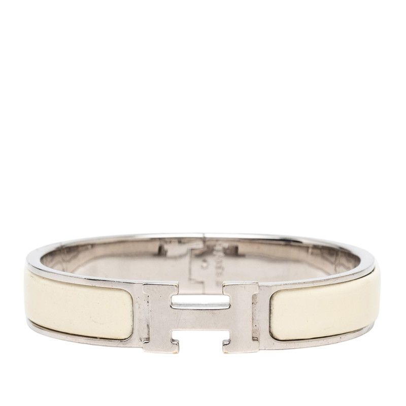 エルメス クリックH PM Hバングル ブレスレット アイボリー シルバー メタル エナメル レディース HERMES【1-0273646】