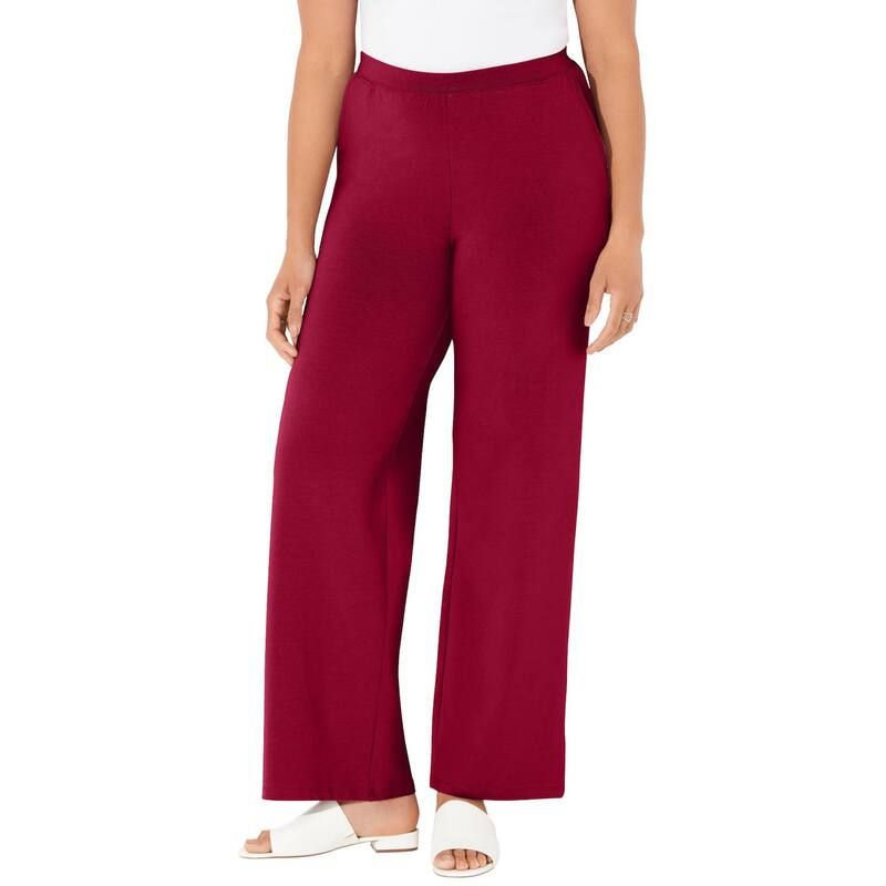 キャサリンズ レディース ボトムス カジュアルパンツ ワイドレッグ プラスサイズ Catherines Womens Plusize Suprema Wide Leg Pant Rich Burgun 10,836円
