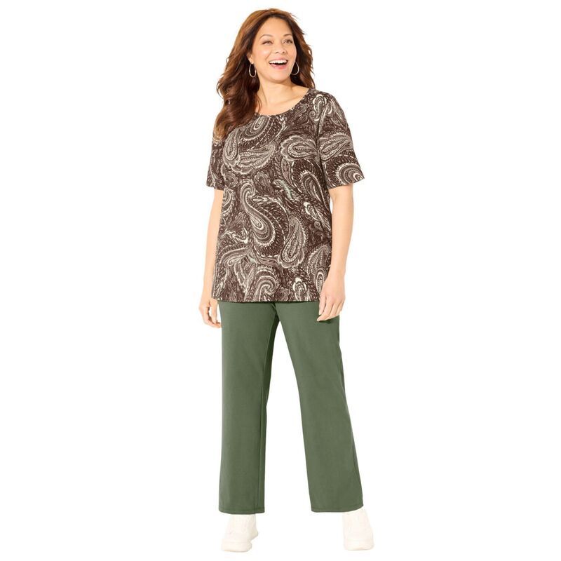 キャサリンズ レディース ボトムス カジュアルパンツ ワイドレッグ プラスサイズ Catherines Womens Plusize Suprema Wide Leg Pant Olive Green