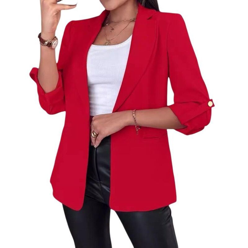 クリアフラワー レディース アウター ジャケット・ブルゾン ブレザー ClearFlower Womens Casual Business Open Front Long Sleeve Notch L