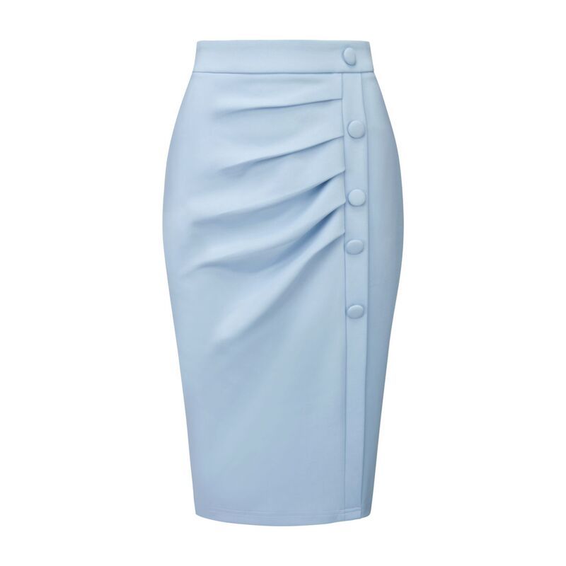 ホンベティ レディース ボトムスカート ハイウエスト プリーツ ミディ Hombety Womens Pencil Skirt High Waist Pleated Front Work Midi S