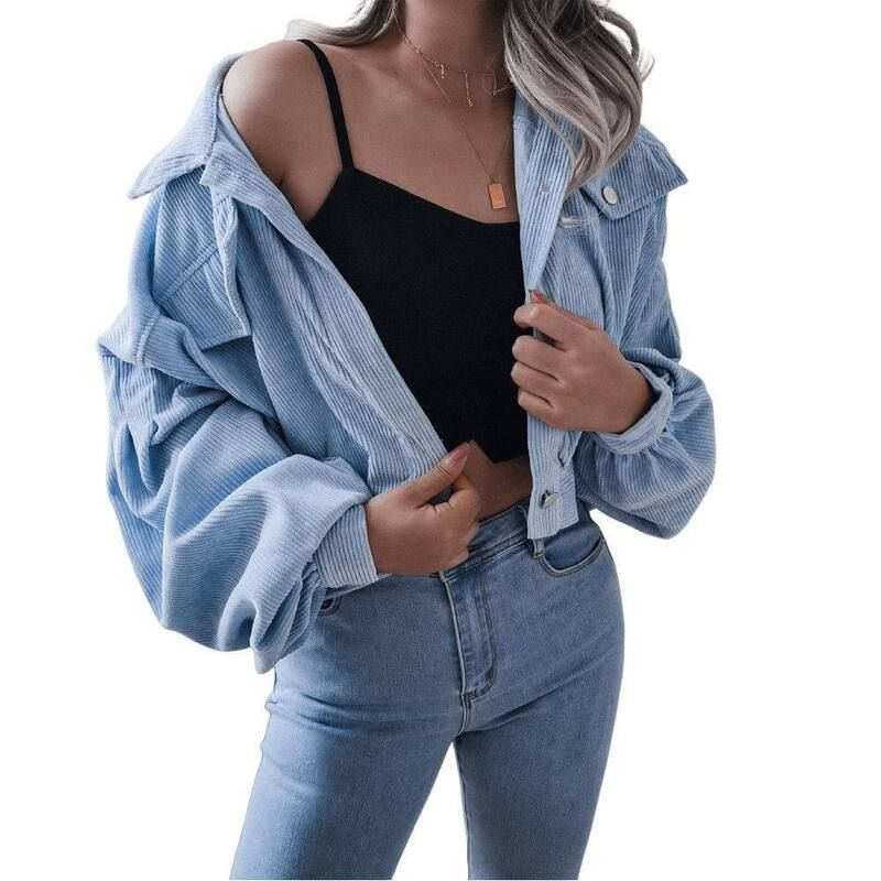 ジョイジョイ レディース アウター ジャケット・ブルゾン コーデュロイ JoyJoy Womens Corduroy Lantern Sleeve Short Jacket Classic Versa