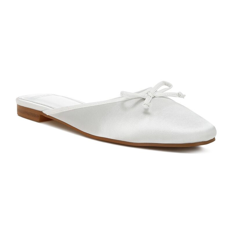 ラグアンドコー レディース シューズ サンダル サテン Rag Co Taylena Womensatin Bow Detail Mule Shoes White ホワイト