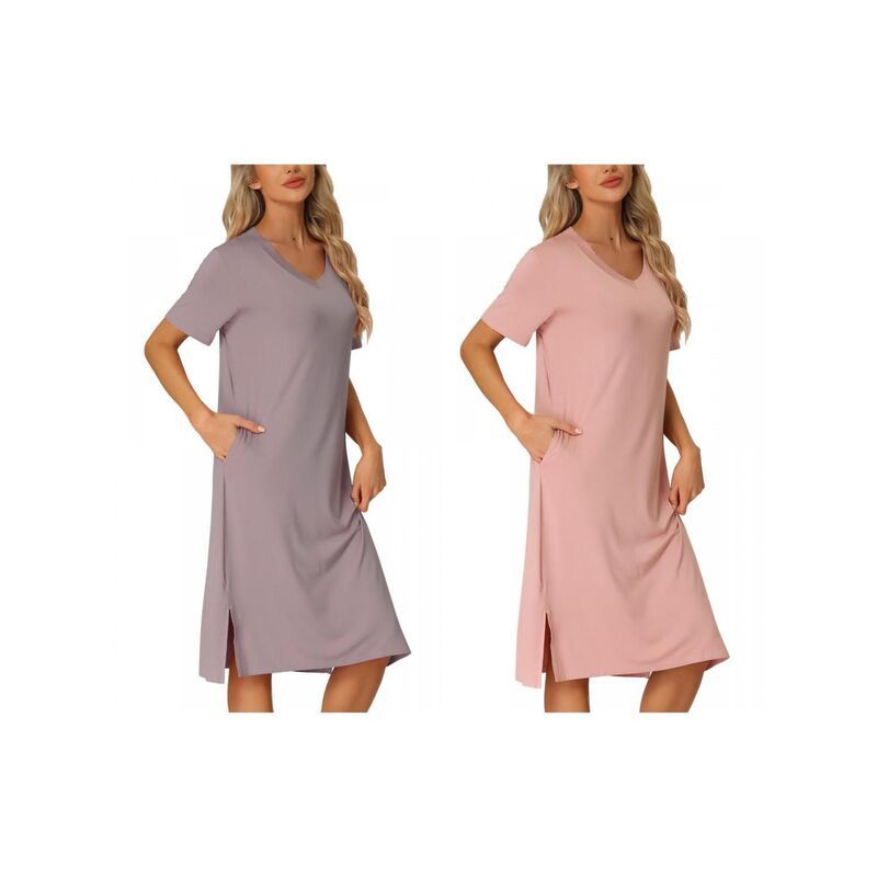 インスパイア シック レディース アンダーウェア ナイトウェア シャツワンピース ミディ Tシャツ INSPIRE CHIC 2 Packs Womenshort Sleeve Tshirt Dres