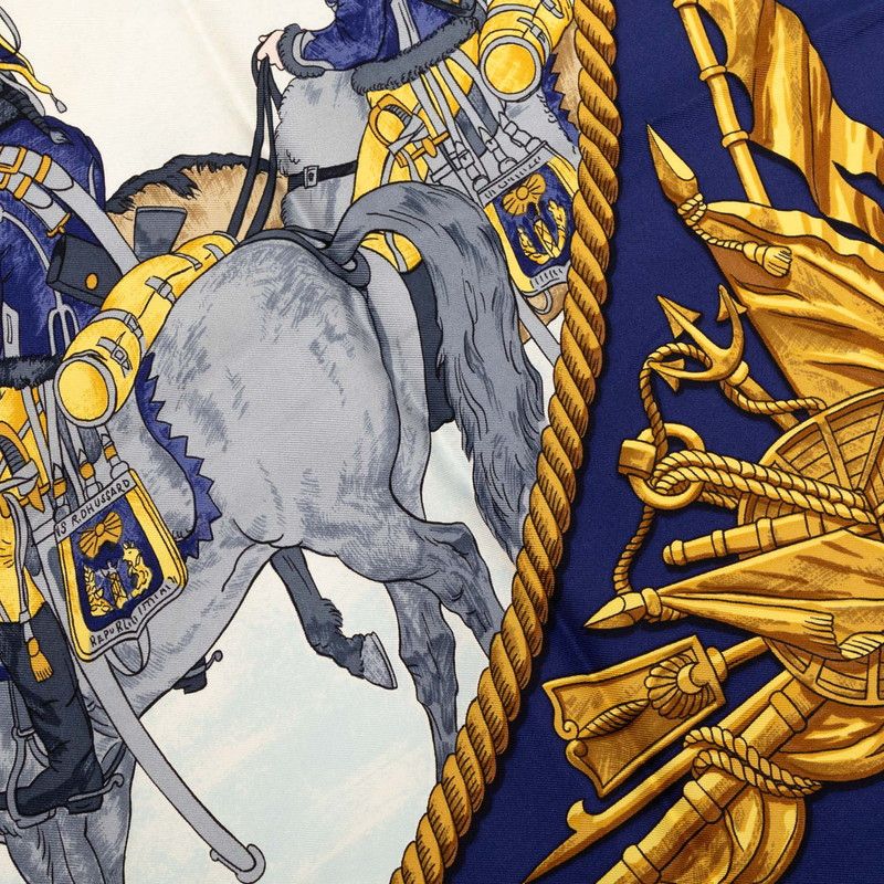 エルメス カレ90 MARINE ET CAVALERIE 海と騎兵隊 スカーフ 大判
