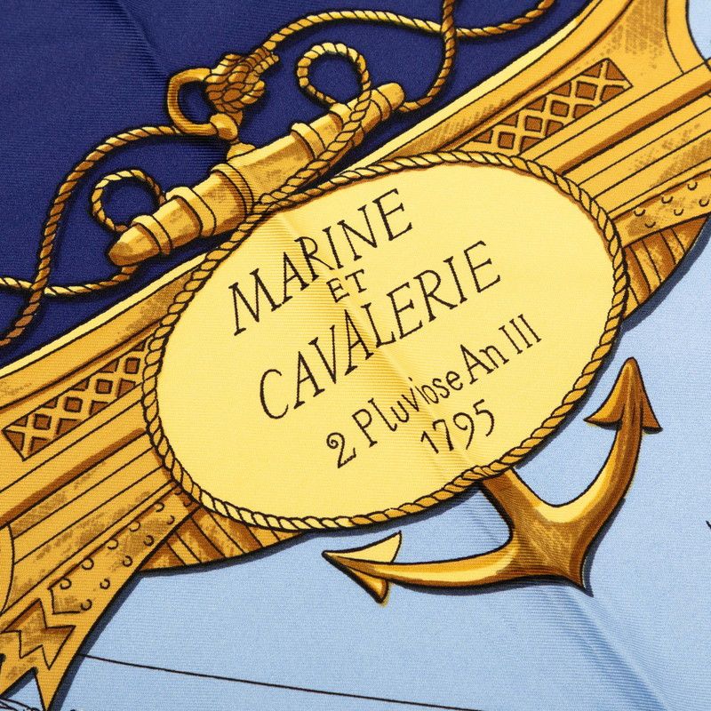 エルメス カレ90 MARINE ET CAVALERIE 海と騎兵隊 スカーフ 大判