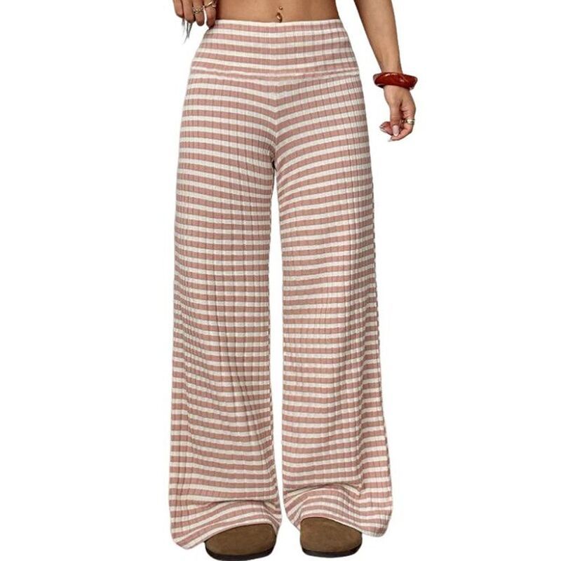 ジョイジョイ レディース ボトムス カジュアルパンツ ストレート JoyJoy Womens Horizontal Stripe Loose Straight Leg PantslimFit Casu