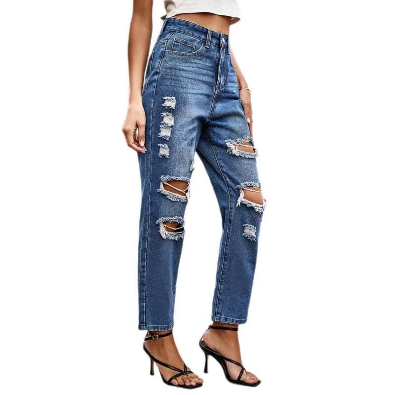 コジョイン レディース ボトムス デニムパンツ ジーンズ Kojooin Women Ripped Jeans Loose Fit Distressed Stretchy Denim Pants Bl