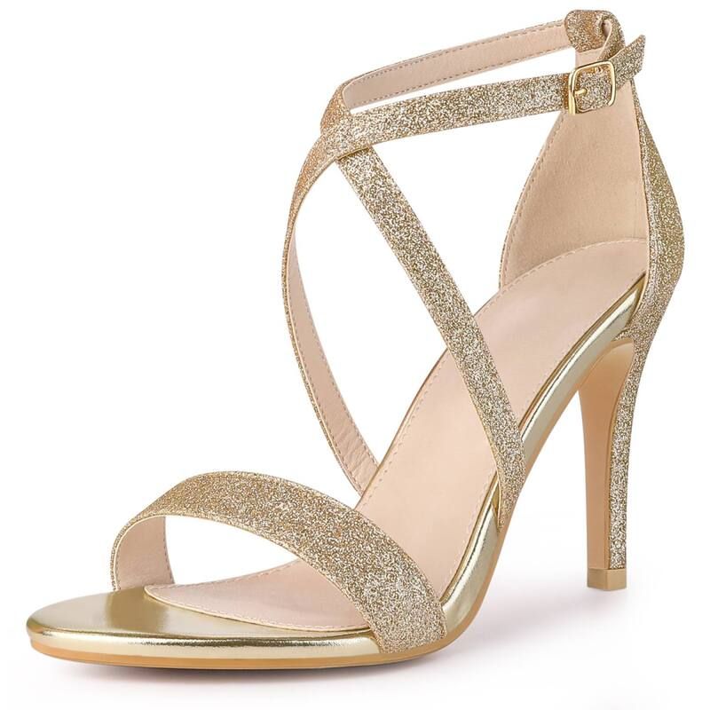 ブリスフルステップ レディース シューズ パンプス サンダル ヒール BLISSFUL STEP Glitter Crisscrosstrappy Stiletto Heelsandals for W