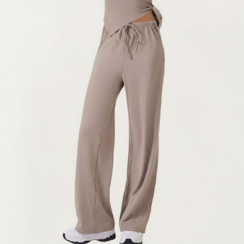 アンナカシ レディース ボトムス カジュアルパンツ リラックスフィット ワイドレッグ ハイウエスト スウェットパンツ AnnaKaci Womenss High Waist Drawstring Wi