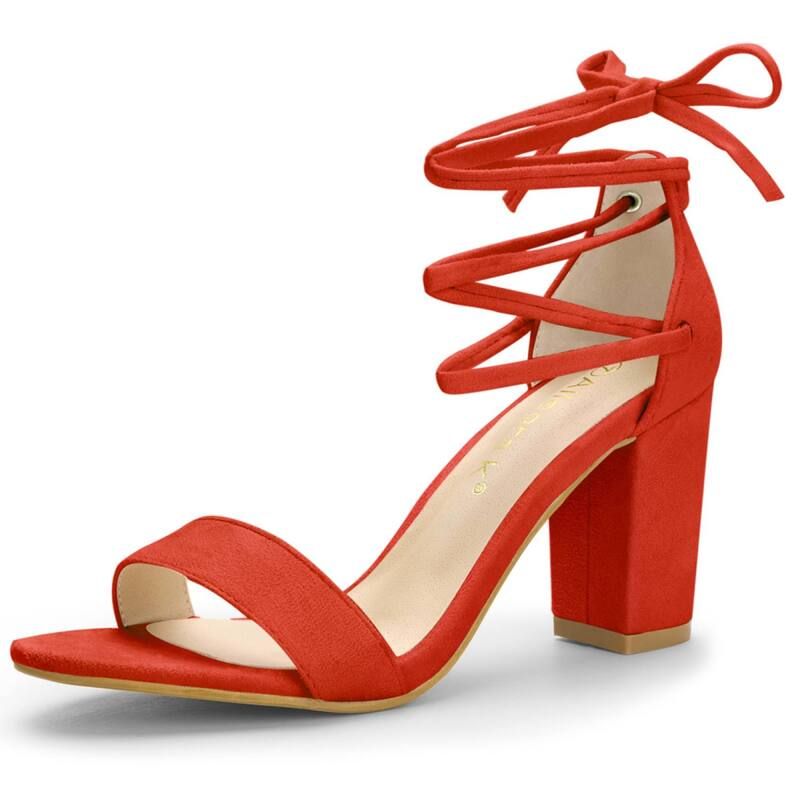 アレグラ ケー レディース シューズ パンプス サンダル ヒール ALLEGRA K Womens Tie Up Strappy Heels Chunky Higheelsandal Orange オ