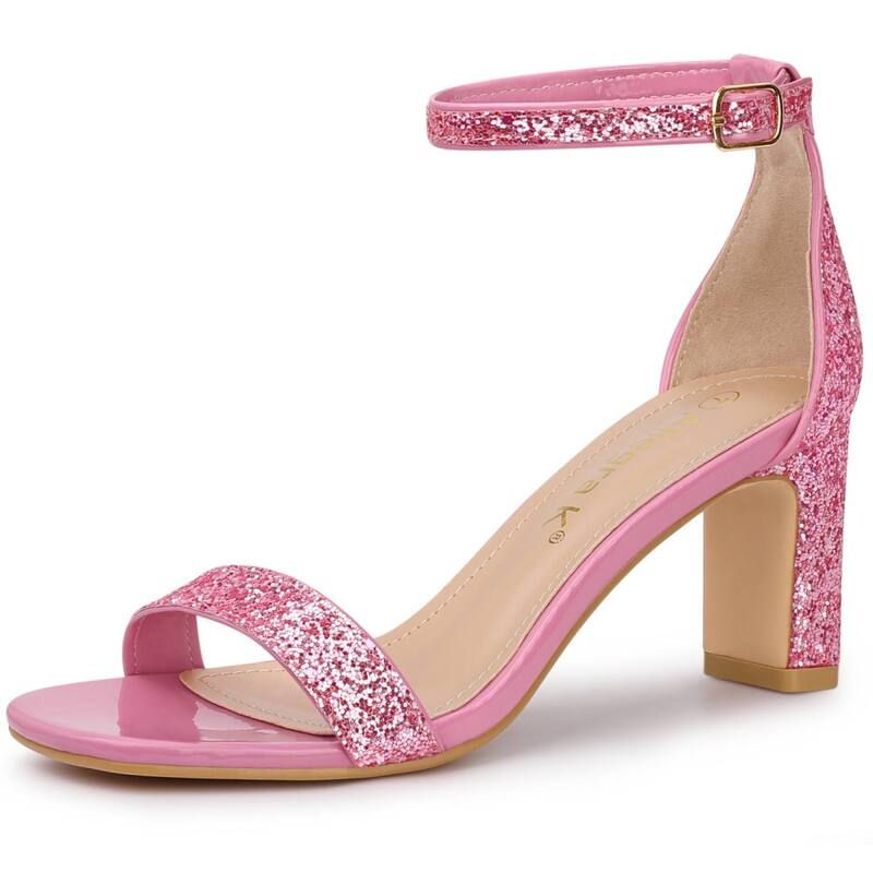 アレグラ ケー レディース シューズ パンプス サンダル アンクル ヒール ALLEGRA K Womens Glitter Ankle Strap Chunky Heeled Sandals Pin 13,666円