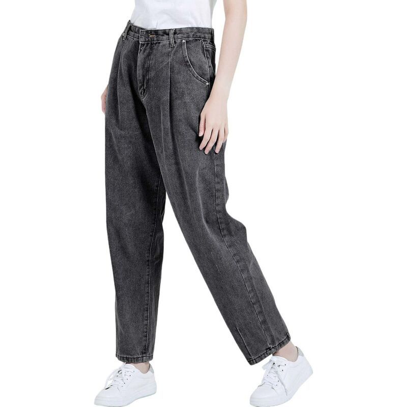 アンナカシ レディース ボトムス デニムパンツ ハイウエスト AnnaKaci Womens Loose High Waist Denim Trousers Gray グレー