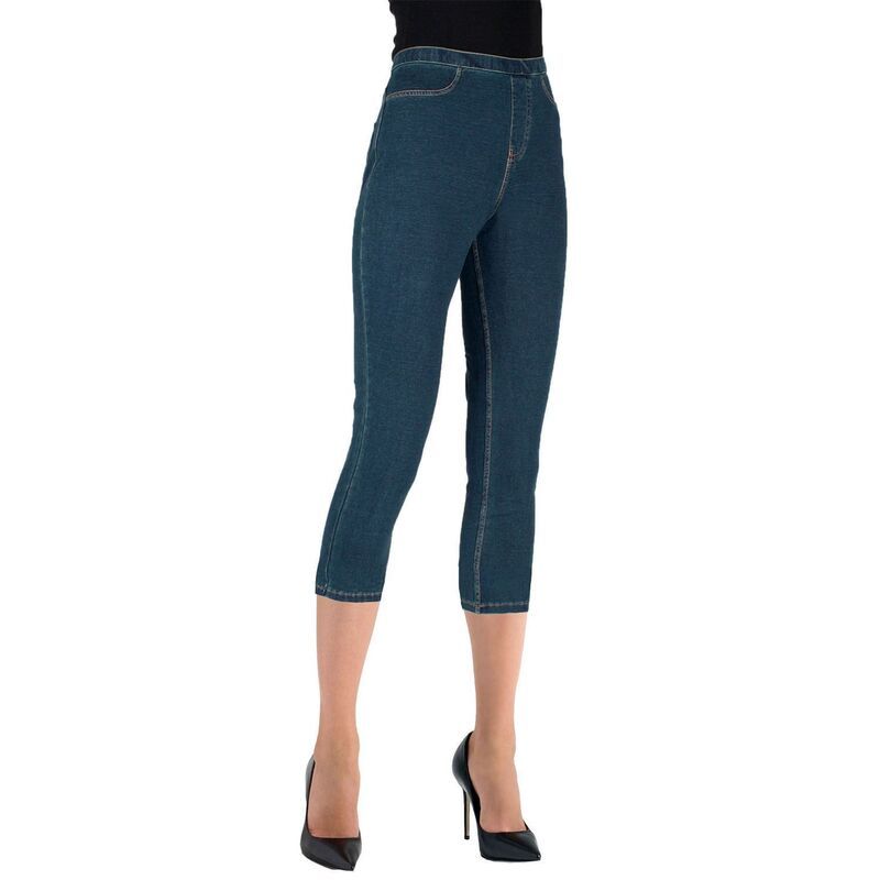 メモイ レディース ボトムス カジュアルパンツ コットン デニム キャップ レギンス MeMoi Priga Denim Cotton Capri Jean Leggings Medium Wash