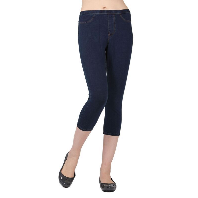 メモイ レディース ボトムス カジュアルパンツ コットン デニム キャップ レギンス MeMoi Priga Denim Cotton Capri Jean Leggings Dark Wash デニ
