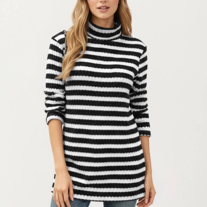アンナカシ レディース アウター ニット・セータートルネック リブ AnnaKaci Womens Ribbed Turtleneck Pullover Top with Softextured St