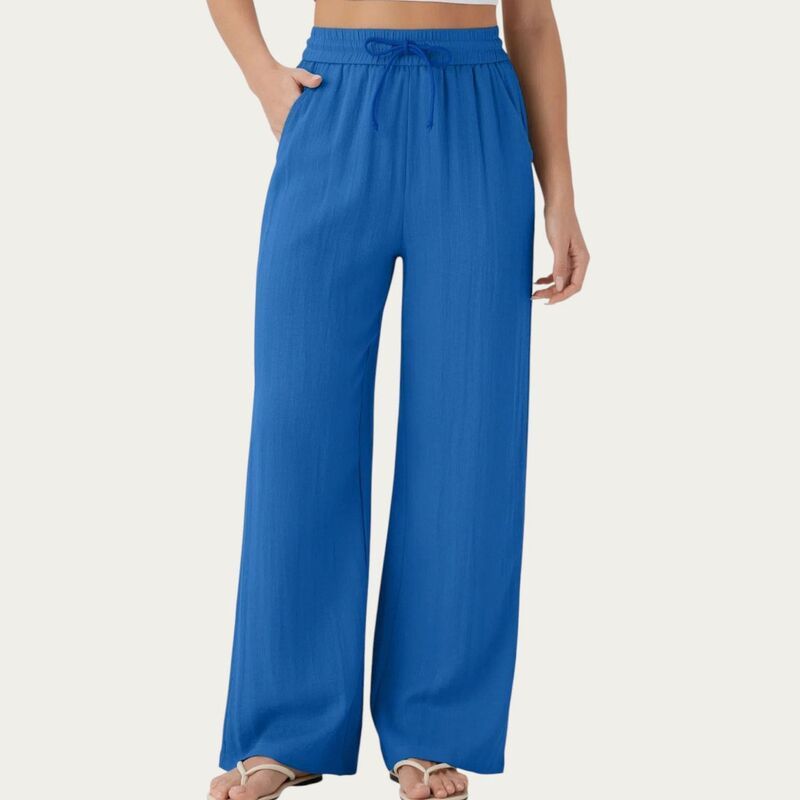 アンナカシ レディース ボトムス カジュアルパンツ ワイドレッグ ハイウエスト ニット AnnaKaci Womens High Waist Drawstring Lounge Pants with