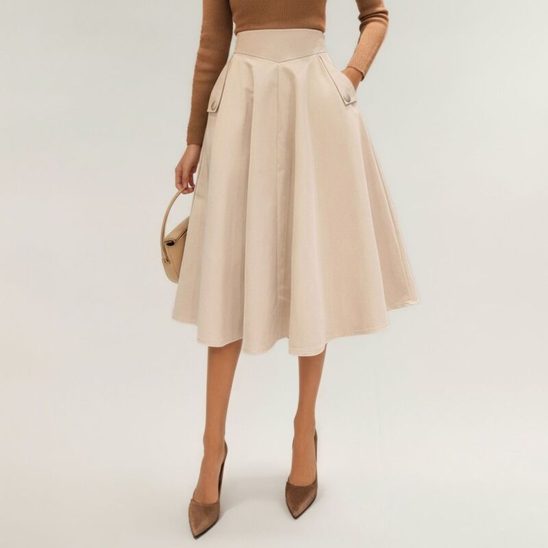 アンナカシ レディース ボトムスカート A ライン ハイウエスト ミディ AnnaKaci Womens Midi ALine Skirt with Structured High Waist and
