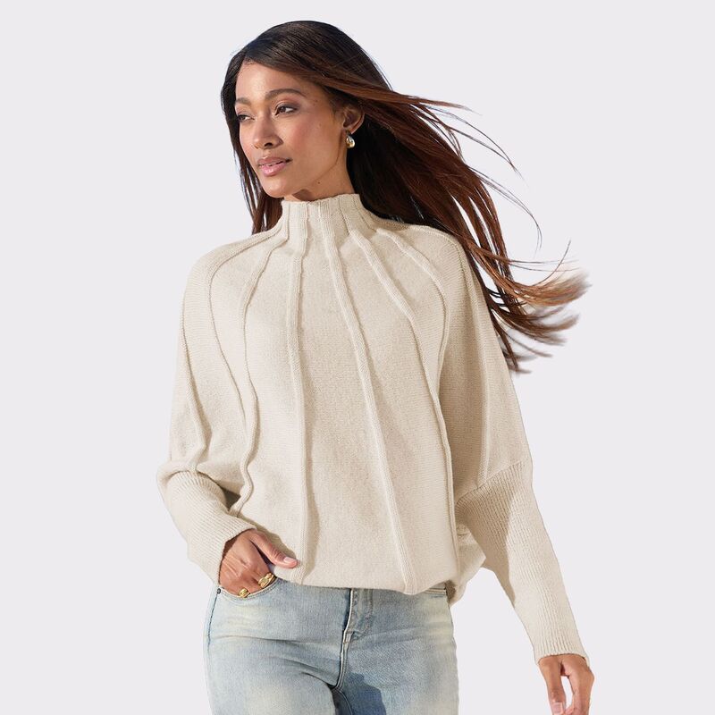 ラスカーナ レディース アウター ニット・セーター モックネック リブ Lascana Womens Mock Neck Ribbed Sweater Beige ベージュ