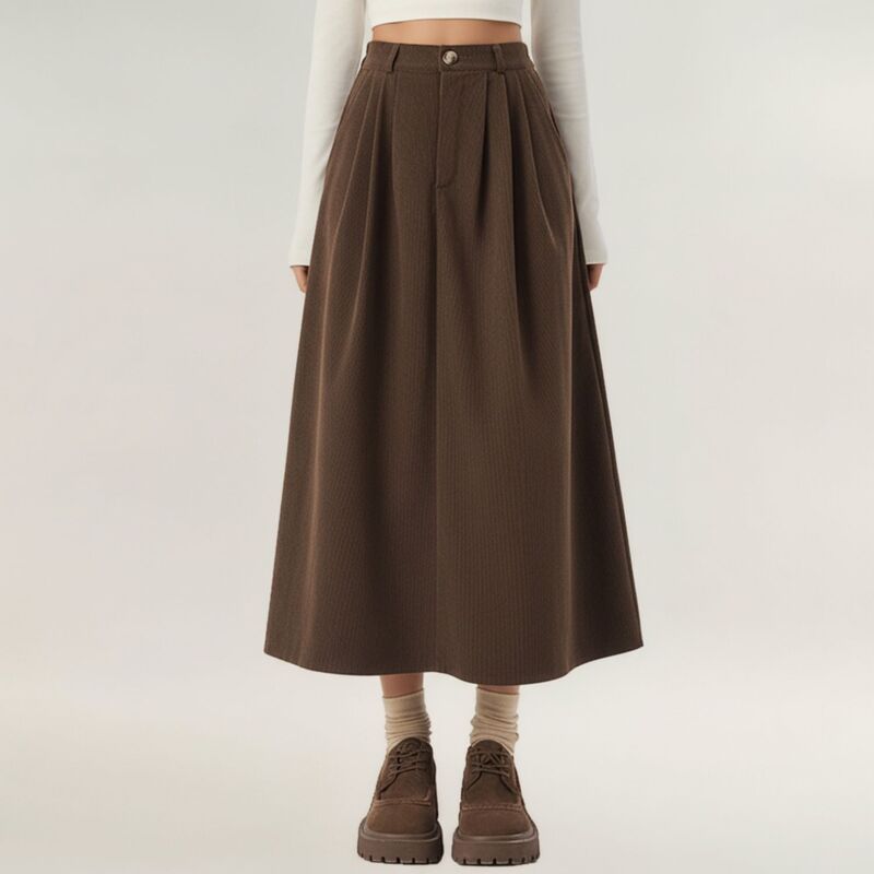 アンナカシ レディース ボトムスカート A ライン ハイウエスト プリーツ マキシ AnnaKaci Womens High Waist Pleated ALine Maxi Skirt with S